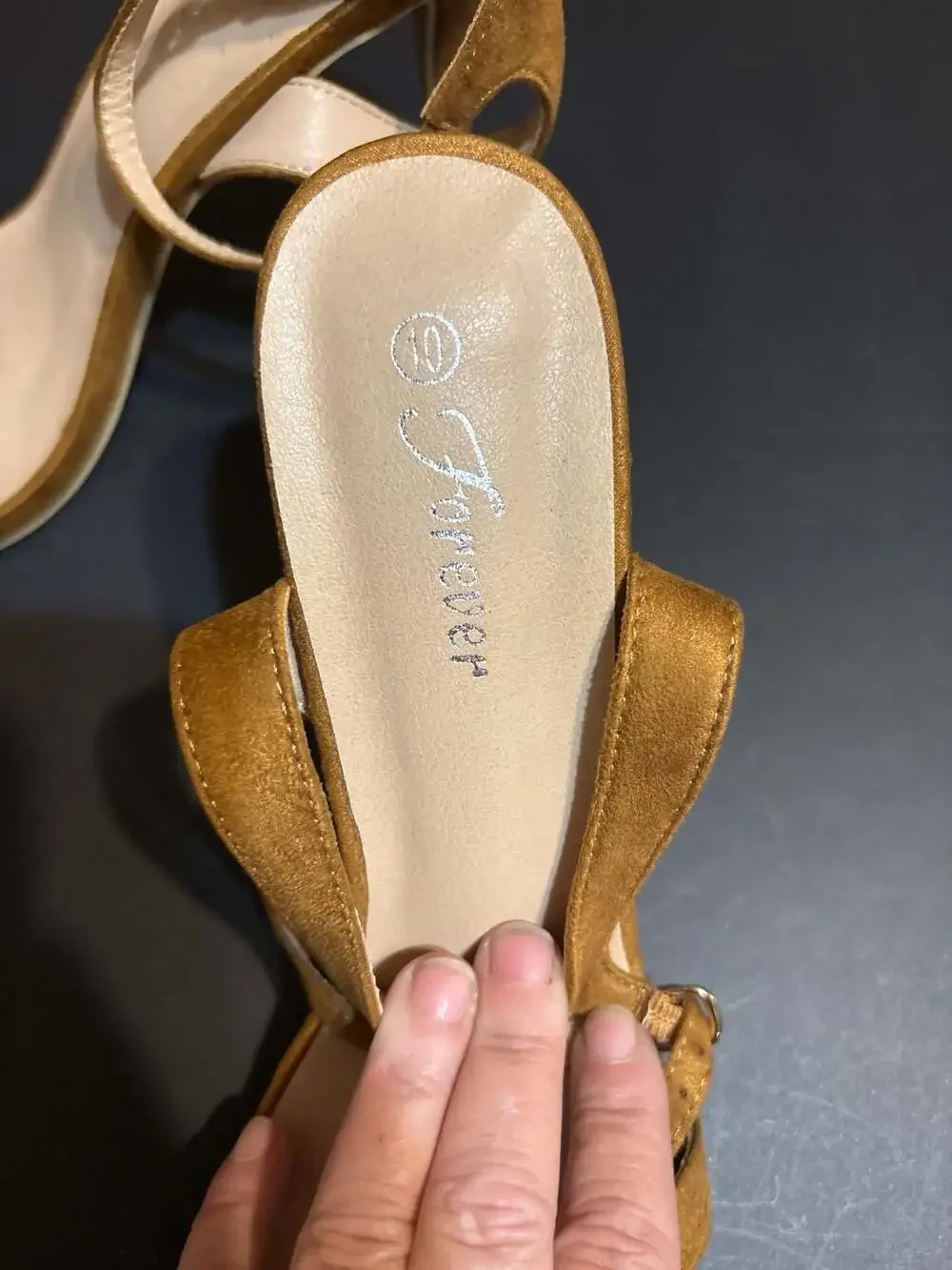 Forever Sienna-01 Brown Suede Ankle Strap Stiletto High Heel Sandals Size 10